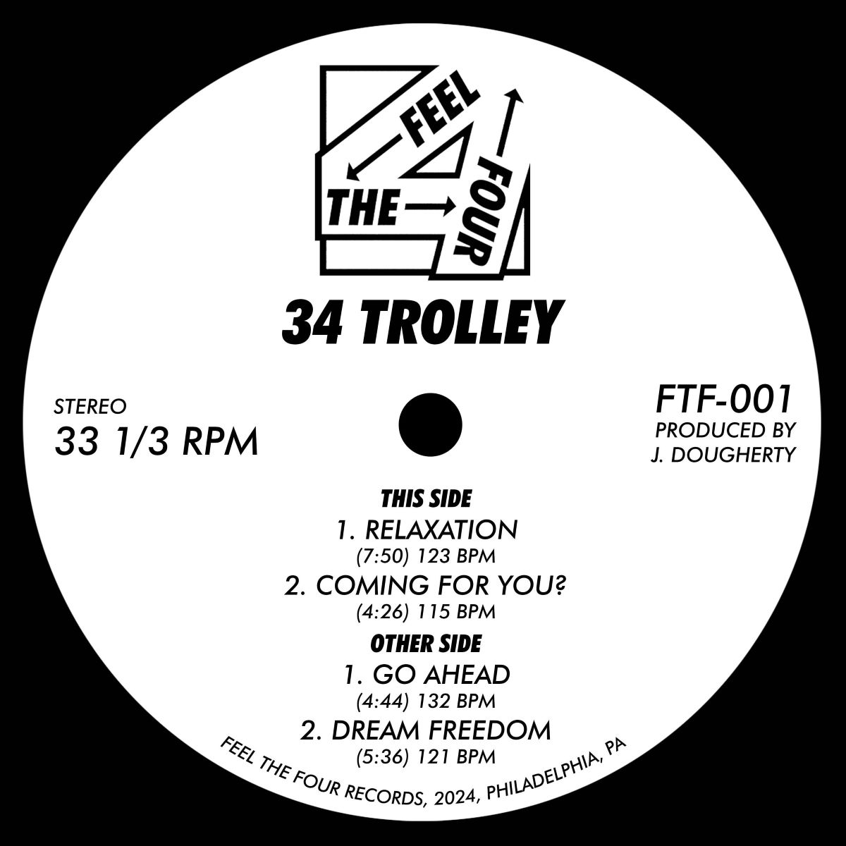 vinyl label for 34 Trolley - Relaxation EP - FTF-001